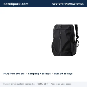 Business Backpack with Padded Laptop Compartment, Travel Use, Student Use — Custom Logo & OEM