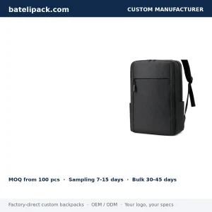 Business Backpack with Padded Laptop Compartment, Breathable Back Panel — Custom Logo & OEM