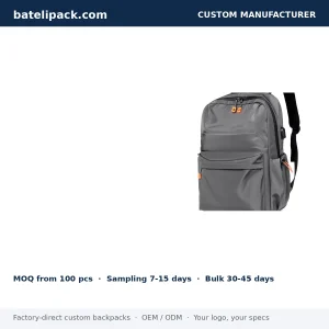Business Backpack with Water-Resistant, Padded Laptop Compartment, Outdoor Use — Custom Logo & OEM