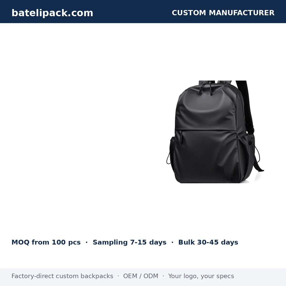 Business Backpack with Large Capacity, Padded Laptop Compartment, Custom Logo — Custom Logo & OEM