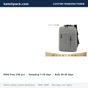 Business Backpack with USB Charging Port, Padded Laptop Compartment, Custom Logo — Custom Logo & OEM