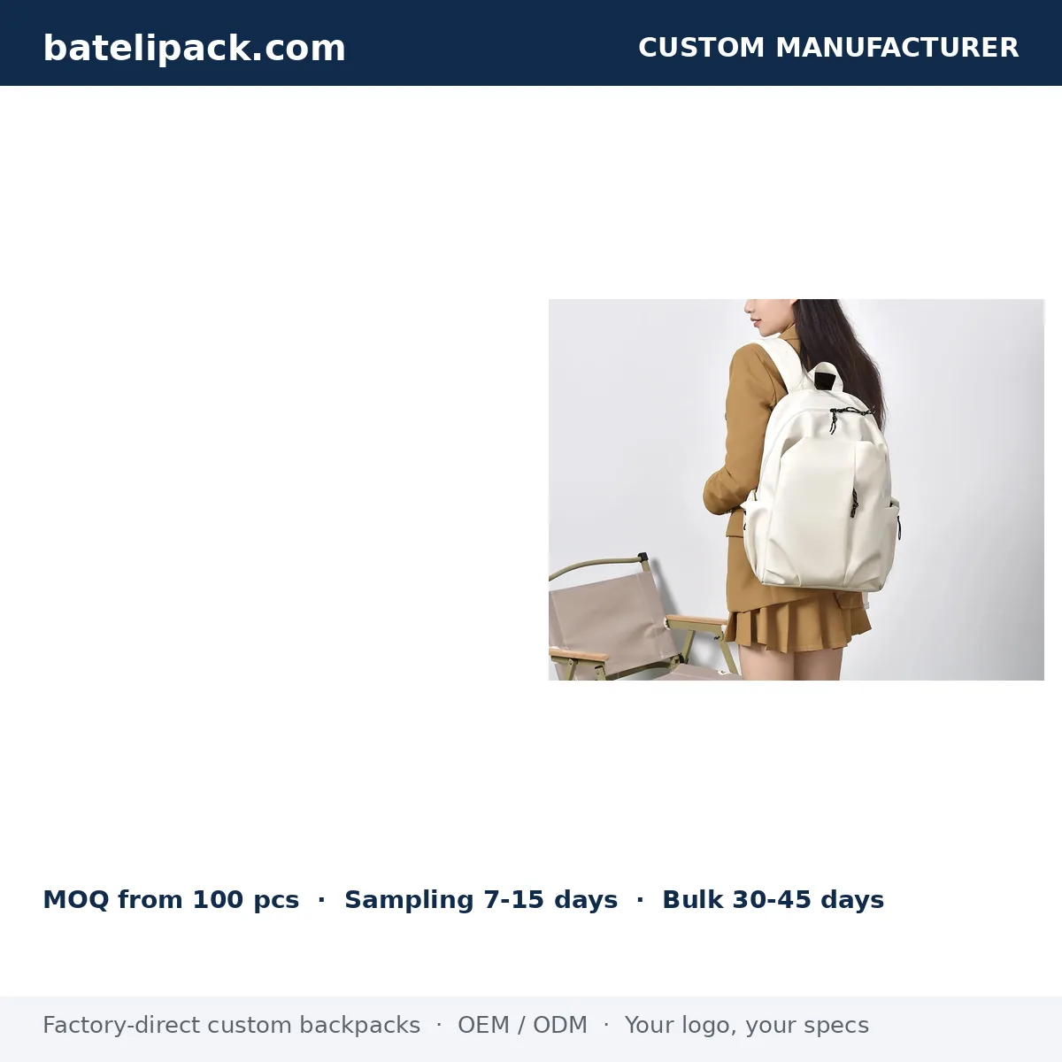 Business Backpack with Large Capacity, Padded Laptop Compartment, Student Use — Custom Logo & OEM