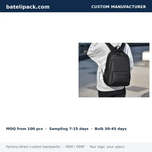 Business Backpack with Large Capacity, Padded Laptop Compartment, Student Use — Custom Logo & OEM