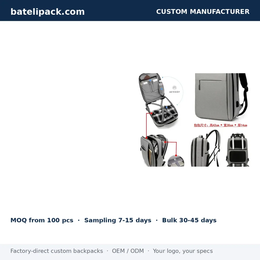 Business Backpack with Large Capacity, Padded Laptop Compartment — Custom Logo & OEM
