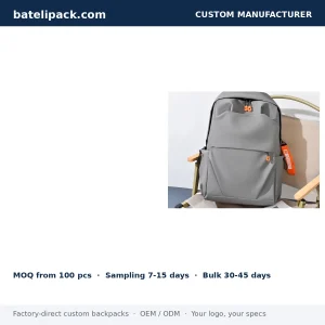 Business Backpack with Large Capacity, Padded Laptop Compartment, Travel Use — Custom Logo & OEM
