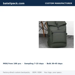 Business Backpack with Water-Resistant, Large Capacity, Padded Laptop Compartment — Custom Logo & OEM