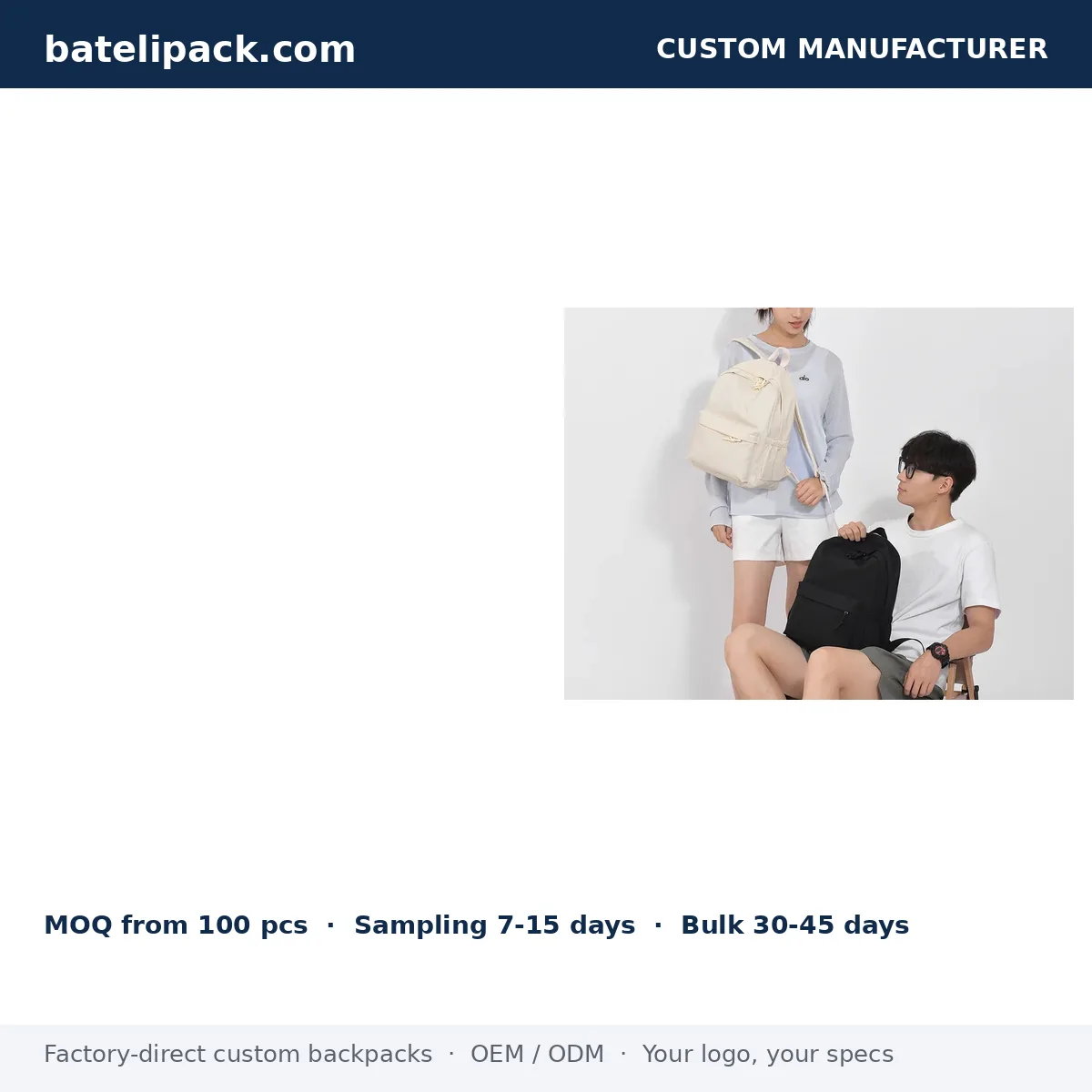 Business Backpack with Abrasion-Resistant Fabric — Custom Logo & OEM