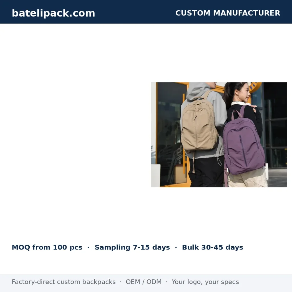 School Backpack with Abrasion-Resistant Fabric, Travel Use — Custom Logo & OEM