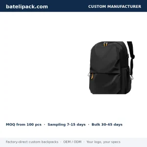 Business Backpack with Large Capacity, Padded Laptop Compartment, Travel Use — Custom Logo & OEM