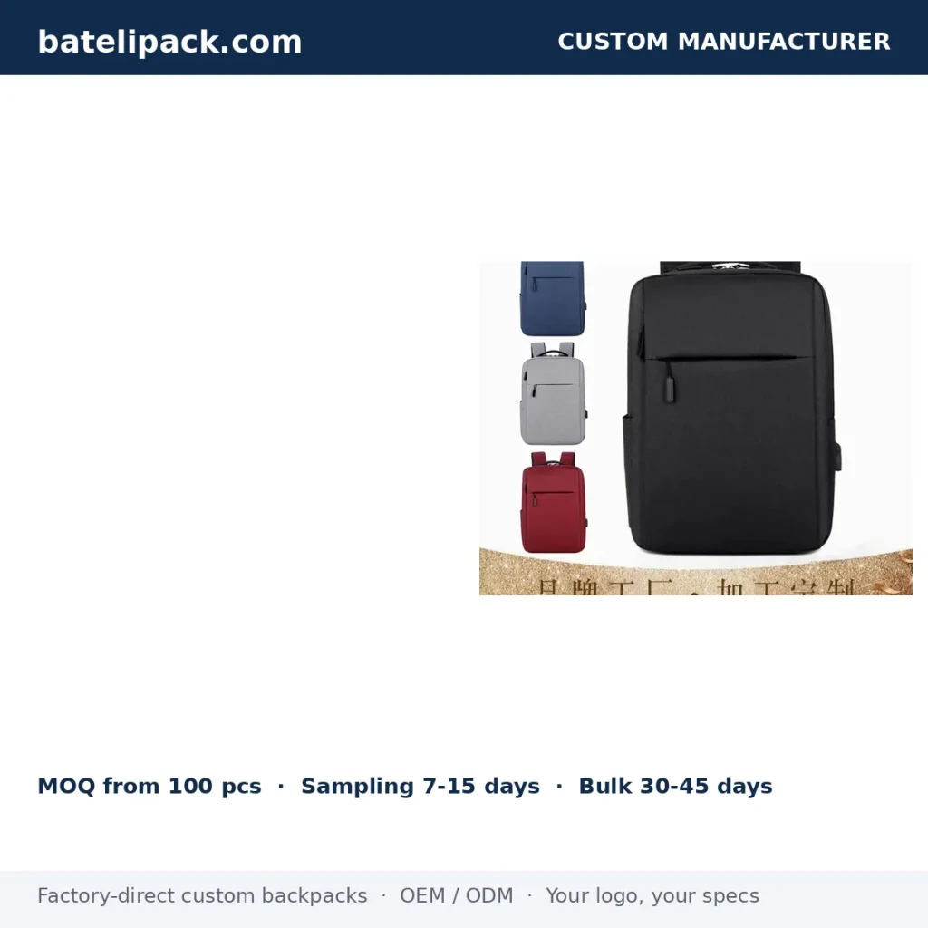 Business Backpack with Large Capacity, Padded Laptop Compartment — Custom Logo & OEM