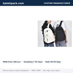 Business Backpack with Large Capacity, Padded Laptop Compartment, Multi-Pocket Layout — Custom Logo & OEM