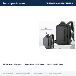 Business Backpack with Water-Resistant, Large Capacity, Padded Laptop Compartment — Custom Logo & OEM