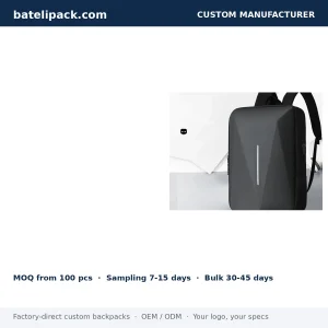 Business Backpack with Large Capacity, Padded Laptop Compartment, Student Use — Custom Logo & OEM