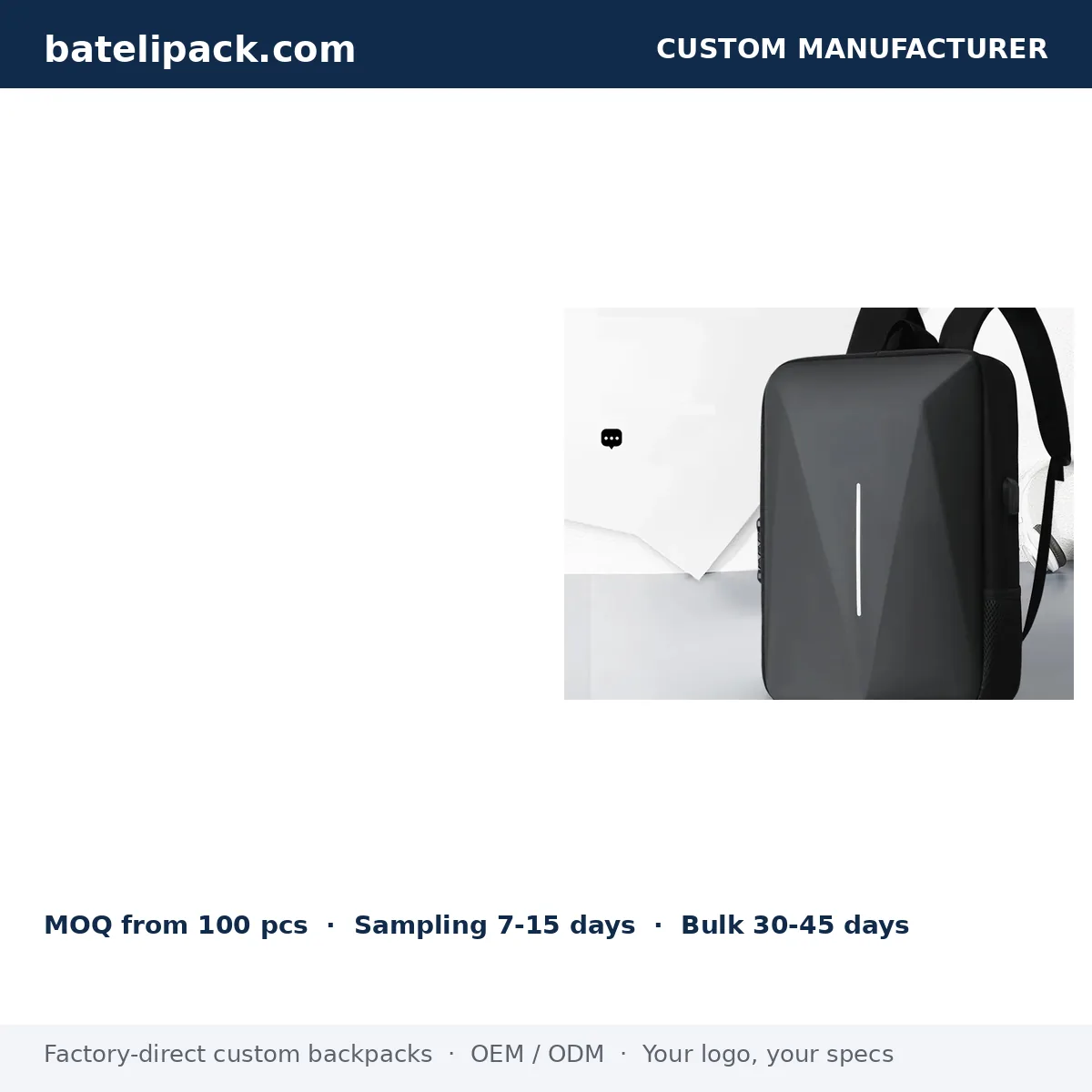 Business Backpack with Large Capacity, Padded Laptop Compartment, Student Use — Custom Logo & OEM