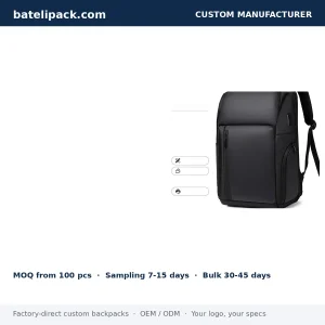 Business Backpack with Large Capacity, Padded Laptop Compartment, Lightweight — Custom Logo & OEM