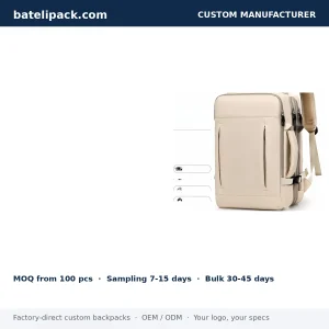 Business Backpack with Water-Resistant, Large Capacity, Padded Laptop Compartment — Custom Logo & OEM
