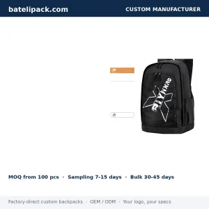 Business Backpack with Water-Resistant, Large Capacity, Travel Use — Custom Logo & OEM