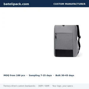 Business Backpack with Water-Resistant, Padded Laptop Compartment, Lightweight — Custom Logo & OEM