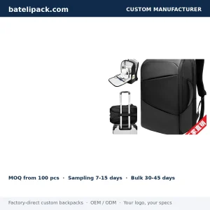 Business Backpack with Water-Resistant, Large Capacity, Padded Laptop Compartment — Custom Logo & OEM