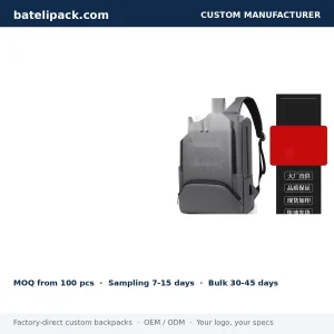 Business Backpack with Water-Resistant, Padded Laptop Compartment, Lightweight — Custom Logo & OEM