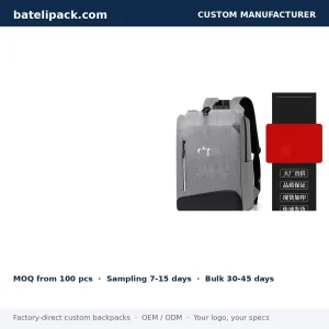 Business Backpack with Water-Resistant, Padded Laptop Compartment, Lightweight — Custom Logo & OEM