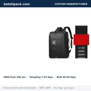 Business Backpack with Water-Resistant, Padded Laptop Compartment, Lightweight — Custom Logo & OEM