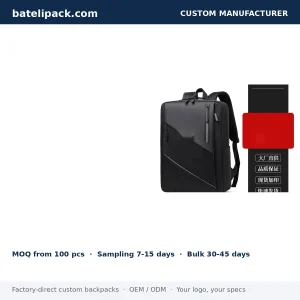Business Backpack with Water-Resistant, Padded Laptop Compartment, Custom Logo — Custom Logo & OEM