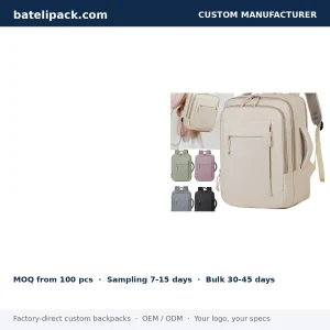 Business Backpack with Large Capacity, Padded Laptop Compartment, Travel Use — Custom Logo & OEM