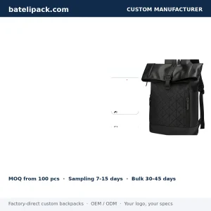 Business Backpack with Water-Resistant, Large Capacity, Padded Laptop Compartment — Custom Logo & OEM