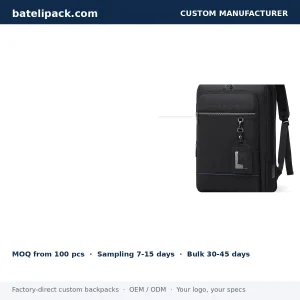 Business Backpack with Large Capacity, Padded Laptop Compartment, Travel Use — Custom Logo & OEM