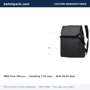 Business Backpack with Large Capacity, Padded Laptop Compartment, Travel Use — Custom Logo & OEM