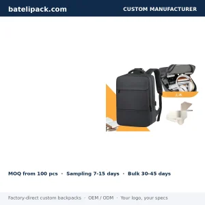 Business Backpack with Water-Repellent, Large Capacity, Padded Laptop Compartment — Custom Logo & OEM