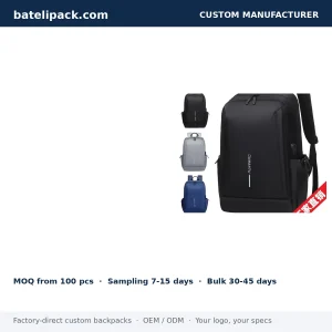 Business Backpack with Padded Laptop Compartment, Lightweight, Travel Use — Custom Logo & OEM