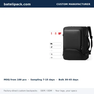 Business Backpack with Water-Resistant, Large Capacity, Padded Laptop Compartment — Custom Logo & OEM
