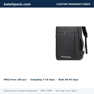 Business Backpack with Large Capacity, Padded Laptop Compartment, Travel Use — Custom Logo & OEM