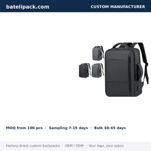 Business Backpack with Large Capacity, Padded Laptop Compartment, Lightweight — Custom Logo & OEM