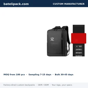 Business Backpack with Water-Resistant, Padded Laptop Compartment, Custom Logo — Custom Logo & OEM
