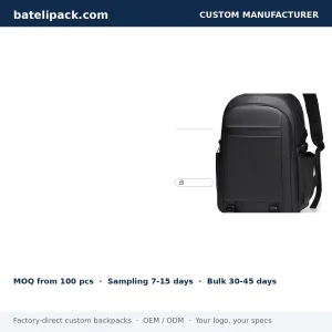 Business Backpack with Large Capacity, Padded Laptop Compartment, Travel Use — Custom Logo & OEM
