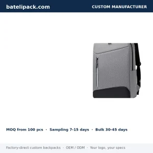 Business Backpack with Water-Resistant, Padded Laptop Compartment, Lightweight — Custom Logo & OEM