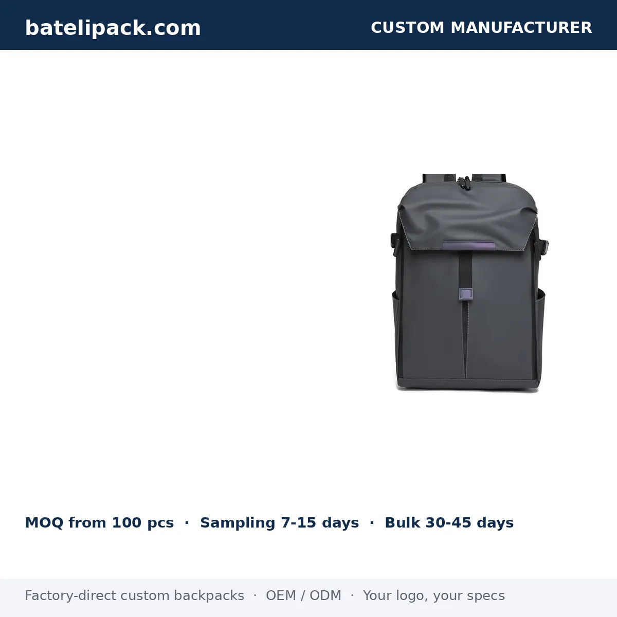 Business Backpack with Padded Laptop Compartment — Custom Logo & OEM