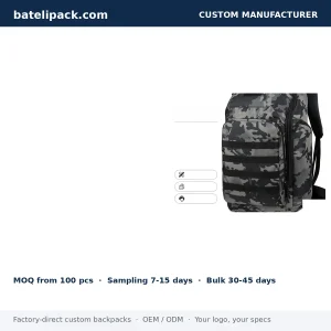 Travel Daypack with Water-Resistant, Large Capacity, Abrasion-Resistant Fabric — Custom Logo & OEM