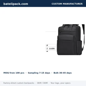 Business Backpack with Water-Resistant, Large Capacity, Padded Laptop Compartment — Custom Logo & OEM