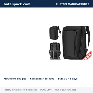 Business Backpack with Water-Resistant, Large Capacity, Padded Laptop Compartment — Custom Logo & OEM