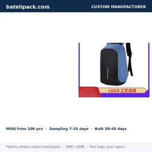 Business Backpack with USB Charging Port, Large Capacity, Padded Laptop Compartment — Custom Logo & OEM
