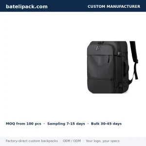 Business Backpack with Large Capacity, Padded Laptop Compartment, Travel Use — Custom Logo & OEM
