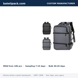 Business Backpack with Water-Resistant, Large Capacity, Padded Laptop Compartment — Custom Logo & OEM