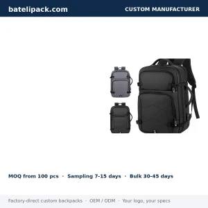 Business Backpack with Water-Resistant, Large Capacity, Padded Laptop Compartment — Custom Logo & OEM