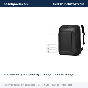 Business Backpack with Water-Resistant, Padded Laptop Compartment, Lightweight — Custom Logo & OEM