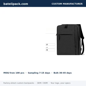 Business Backpack with Water-Resistant, Large Capacity, Padded Laptop Compartment — Custom Logo & OEM