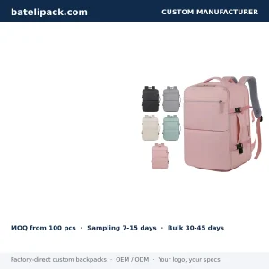 Business Backpack with Water-Resistant, Large Capacity, Padded Laptop Compartment — Custom Logo & OEM